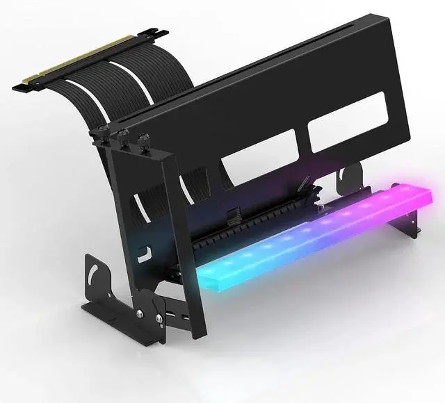 Main image of PCIe 4.0 GPU Mount Bracket with ARGB LED Module, Multi-Angle Adjustment with Riser Cable, Compatible to RTX4090, 4080, 4070ti- Black