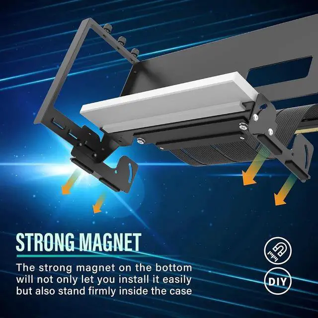 Alt view image 3 of 7 - PCIe 4.0 GPU Mount Bracket with ARGB LED Module, Multi-Angle Adjustment with Riser Cable, Compatible to RTX4090, 4080, 4070ti- Black