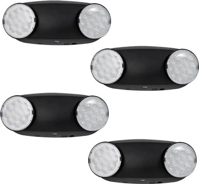 Main image of LED Emergency Lights with Battery Backup, Two Head Adjustable Commercial Emergency Lights - 4 Pack(Black)
