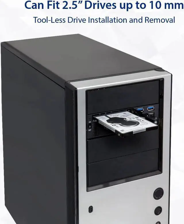 Alt view image 3 of 7 - SY-MRA55006 5.25" Bay Tray Less Mobile Rack for 3.5" and 2.5" Sata III HDD with Extra 2 Port USB 3.0, Black/White