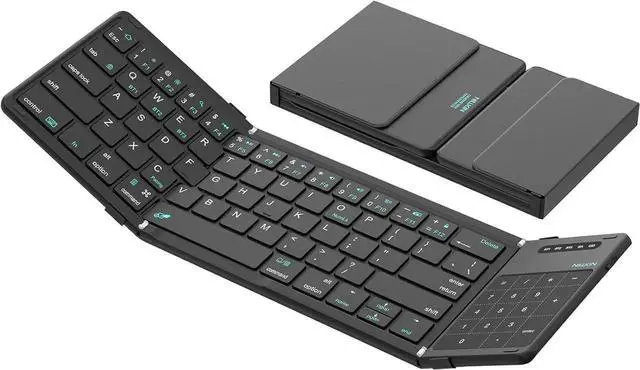 Main image of Pocket Foldable Wireless Keyboard with Touchpad Numerical Pad for Travel Meeting for Tablet, Mobile Phone,Laptop, Full Size (Small) Keyboard (Black)
