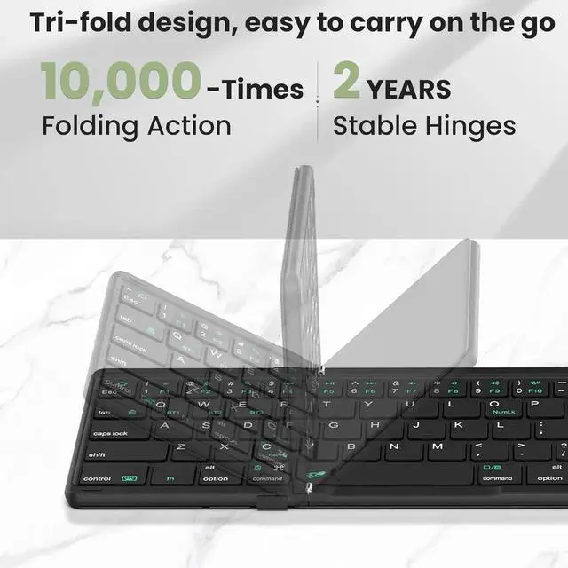 Alt view image 7 of 7 - Pocket Foldable Wireless Keyboard with Touchpad Numerical Pad for Travel Meeting for Tablet, Mobile Phone,Laptop, Full Size (Small) Keyboard (Black)