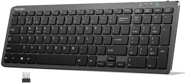 Main image of TECKNET Wireless Bluetooth Keyboard Rechargeable - Ultra Slim 2.4G+BT Keyboard with Number Pad, Multi Devices Easy Switch, Low Profile Compact Keyboards for iPad, Macbook, Laptop, Computer, Tablet, PC