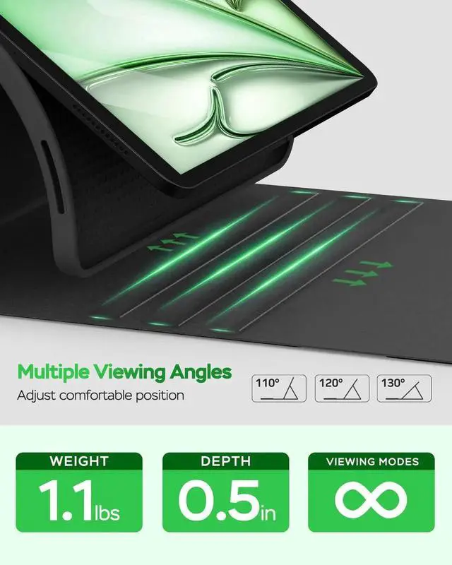 Alt view image 5 of 5 - Senyoson Keyboard Case for iPad Air 11-inch(M2/M3)/10.9-Inch Air 5th 4th Generation Case with Keyboard/Ipad Pro 11(4th/3rd/2nd/1st Gen)- 7 Backlit Detachable, Folio Cover with Pencil Holder, Black