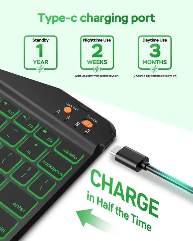 Alt view image 3 of 5 - Senyoson Keyboard Case for iPad Air 11-inch(M2/M3)/10.9-Inch Air 5th 4th Generation Case with Keyboard/Ipad Pro 11(4th/3rd/2nd/1st Gen)- 7 Backlit Detachable, Folio Cover with Pencil Holder, Black