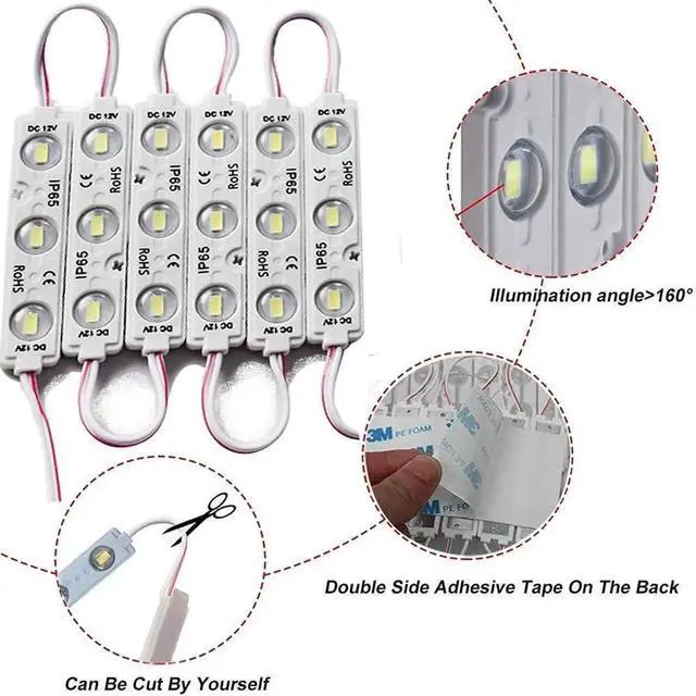 Alt view image 3 of 7 - Led Module, LED Windows Lights 6000K 200pcs 99Ft 5730 SMD 150LM Per LED Module IP65 Waterproof for Letter Sign Advertising Signs.(White Light)