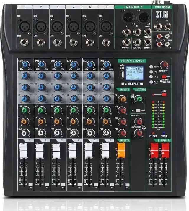 Main image of Audio Mixer Sound Board Console 6 Channel for Recording Controller Audio Interface PC USB Bluetooth with Digital Effect 48V Phantom Power Input CT60