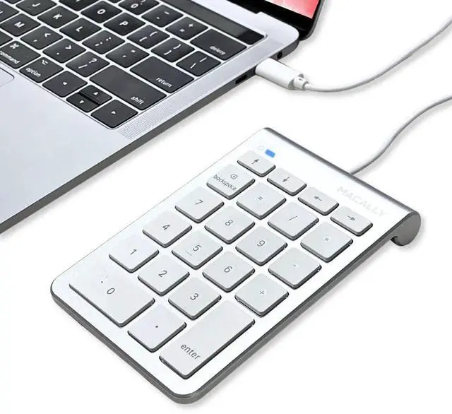 Main image of USB C Wired Number Pad for Mac - 10 Key USB Keypad, Type C Numeric pad, Number Keypad for Keyboard and Number Pad for Laptop, MacBook Pro/Air, iMac, and PC - 5ft Cable Numpad - Silver Keypads