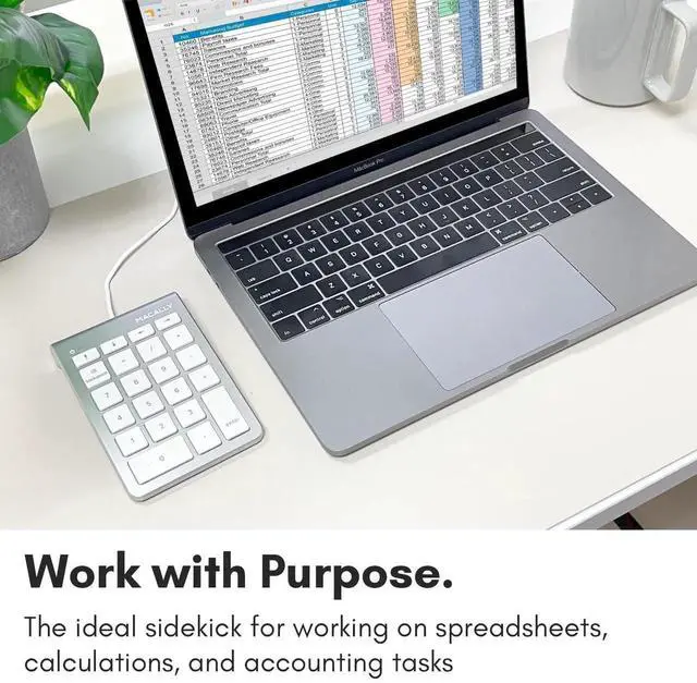 Alt view image 2 of 5 - USB C Wired Number Pad for Mac - 10 Key USB Keypad, Type C Numeric pad, Number Keypad for Keyboard and Number Pad for Laptop, MacBook Pro/Air, iMac, and PC - 5ft Cable Numpad - Silver Keypads