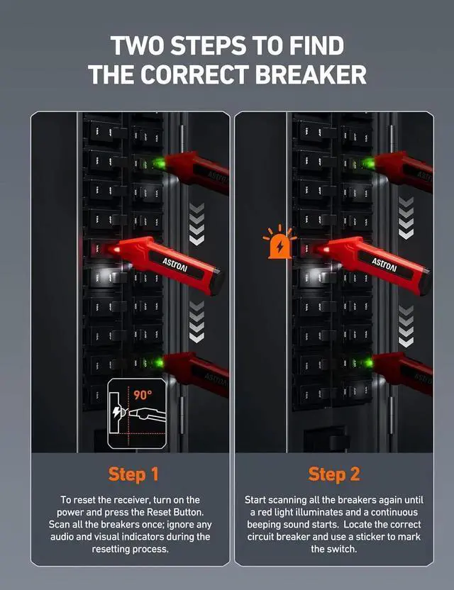 Alt view image 4 of 7 - Circuit Breaker Finder with GFCI Outlet Tester, Electrical Tester Tool for Home/Workshop Circuit Tracing, Quickly Locates Breakers with Indicators