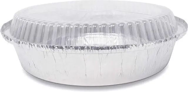 Main image of (270 Pack) Premium 9-Inch Round Foil Pans with Plastic Dome Lids l Heavy Duty l Disposable Aluminum Tin for Roasting, Baking, Cake or Cooking
