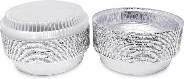 Alt view image 3 of 7 - (270 Pack) Premium 9-Inch Round Foil Pans with Plastic Dome Lids l Heavy Duty l Disposable Aluminum Tin for Roasting, Baking, Cake or Cooking