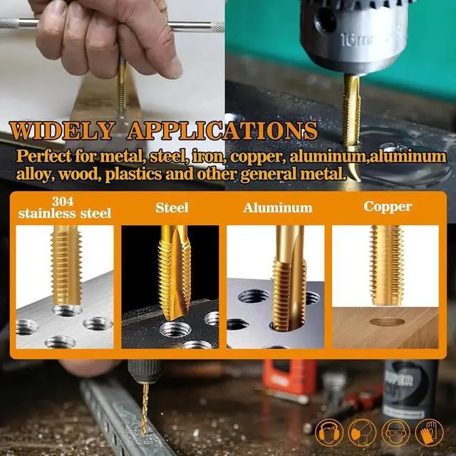 Alt view image 7 of 7 - 18Pcs Metric Drill and Tap Set with 1Pc Wrench, M2 HSS Thread from to M12, Combination of for Metal,with Exquisite Indexed Box