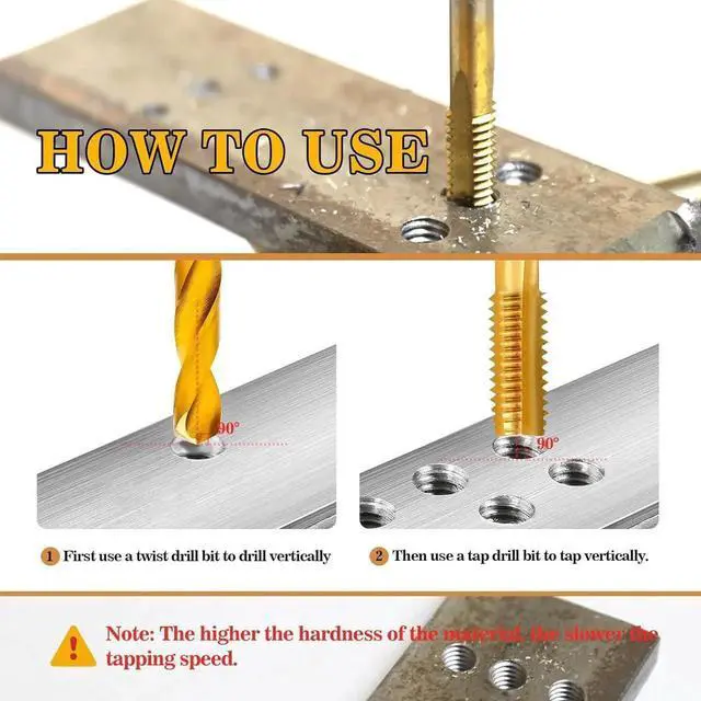 Alt view image 6 of 7 - 18Pcs Metric Drill and Tap Set with 1Pc Wrench, M2 HSS Thread from to M12, Combination of for Metal,with Exquisite Indexed Box