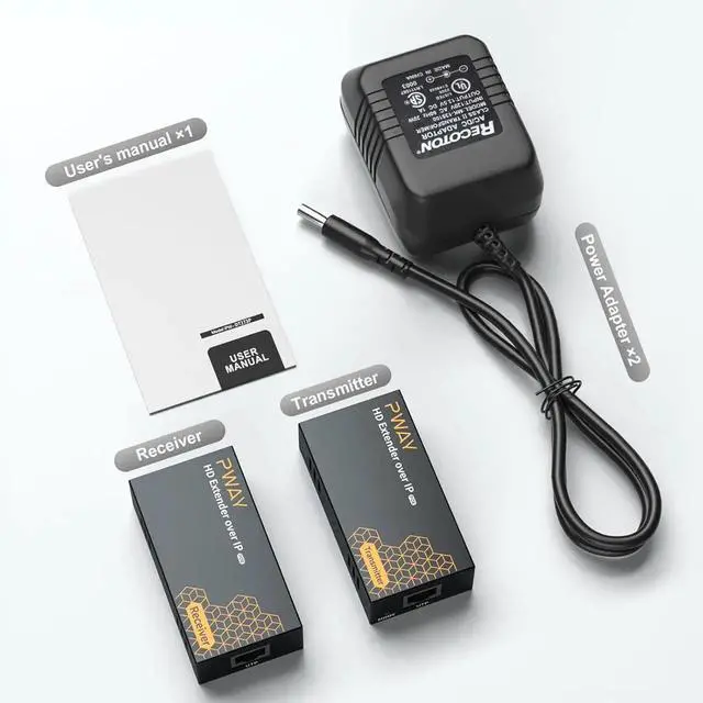 Alt view image 3 of 6 - 400ft HDMI Extender Over Ethernet Cat5e/6, HDMI Over POE IP Kit, One to Many via 100M/1000M Switch, No Delay 1080p Video Extender for TV, PW-DT273P