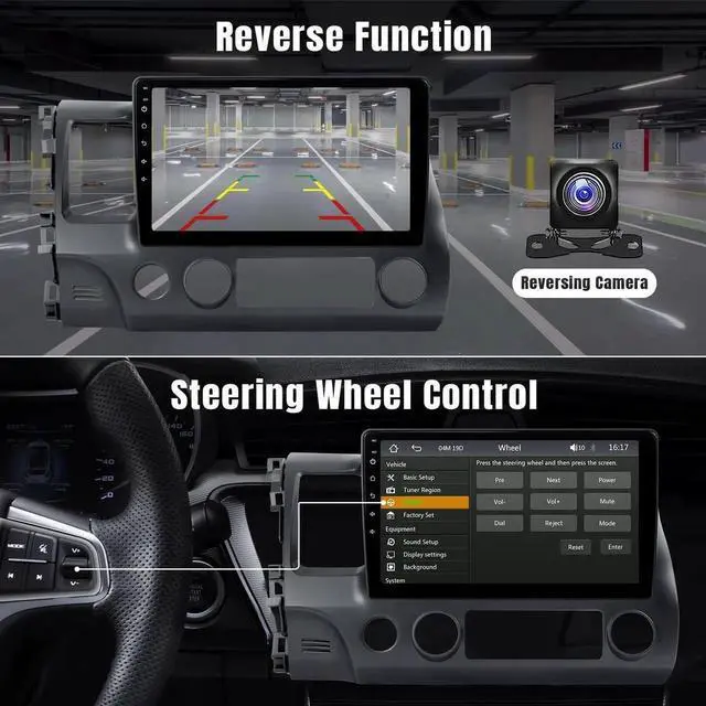 Alt view image 3 of 7 - Car Stereo Radio Support Wireless CarPlay & Android Auto for Honda Civic 2006 2007 2008 2009 2010 2011, 10.1 Inch Touch Screen Bluetooth Car Stereo with GPS Navigation WiFi Backup Camera