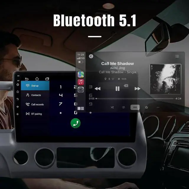 Alt view image 4 of 7 - Car Stereo Radio Support Wireless CarPlay & Android Auto for Honda Civic 2006 2007 2008 2009 2010 2011, 10.1 Inch Touch Screen Bluetooth Car Stereo with GPS Navigation WiFi Backup Camera