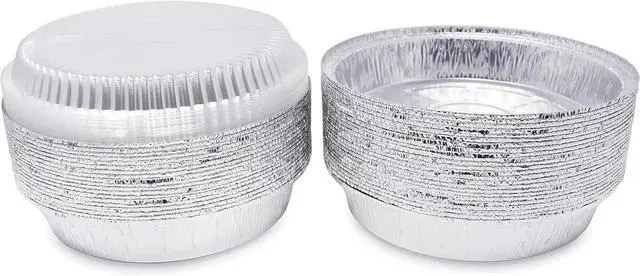 Alt view image 4 of 7 - (270 Pack) Premium 9-Inch Round Foil Pans with Plastic Dome Lids l Heavy Duty l Disposable Aluminum Tin for Roasting, Baking, Cake or Cooking