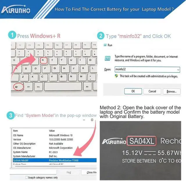 Main image of AURUNHO SA04XL l43267-005 55.67Wh Laptop Battery Replacement for Envy X360 15-DR 15-DR0010TX Series L43248-541 L43248-AC1 L43248-AC2 HSTNN-OB1F HSTNN-OB1G HSTNN-UB7U SAO4XL 15.12V 55.67Wh