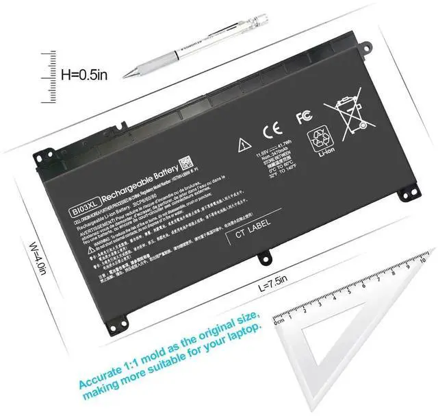 Alt view image 2 of 3 - Laptop BI03XL ON03XL 844203-850 844203-855 BIO3X Battery for HP Pavilion X360 13-U M3-U m3-u001dx m3-u103dx 13-u003la Stream 14-AX 14-ax010wm 14-ax020wm 14-ax030wm 14-ax040wm 915230-541 Bateria