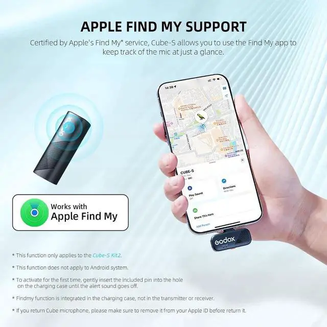 Alt view image 6 of 7 - Cube-S, Cube SL Wireless Microphone, 48kHz 24-bit Lavalier Mic for Camera/PC/Android/iPhone Float Recording, 1000ft.(300m), 30H Battery (2TX + 1RX(Lightning) + Charging Case)