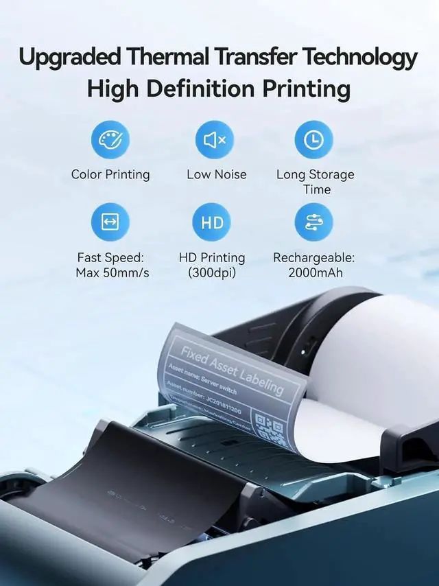 Alt view image 4 of 7 - M2 Label Maker with Tape 2Inch Thermal Transfer Support Color Ribbon Printing Bluetooth Sticker Printer for Office Small Business School Home Cable Storage, Compatible with Phones & PC