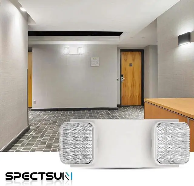 Alt view image 6 of 7 - SPECTSUN 4 Packs Led Emergency Lights for Business, with Battery Backup,Hard Wired, UL 924 Certified,AC 120/277V,Two Head Adjustable LED Emergency Lighting.
