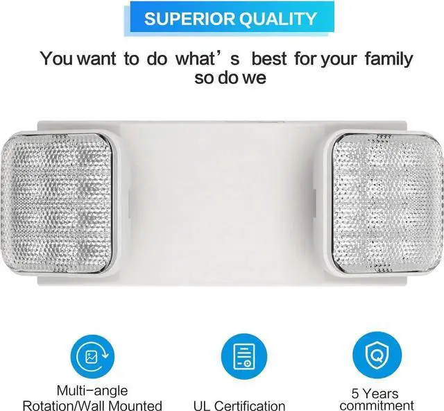 Alt view image 4 of 7 - SPECTSUN 4 Packs Led Emergency Lights for Business, with Battery Backup,Hard Wired, UL 924 Certified,AC 120/277V,Two Head Adjustable LED Emergency Lighting.