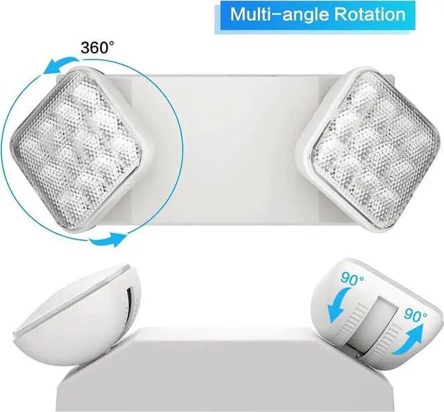 Alt view image 2 of 7 - SPECTSUN 4 Packs Led Emergency Lights for Business, with Battery Backup,Hard Wired, UL 924 Certified,AC 120/277V,Two Head Adjustable LED Emergency Lighting.