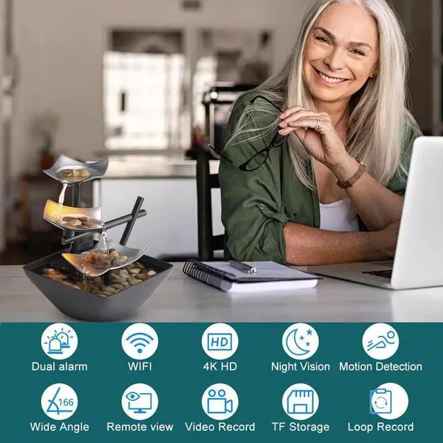 Alt view image 2 of 2 - 4K WiFi Camera Clock 5G Indoor Security Nanny Cam for Baby Monitor, Dog Camera with Motion Detection, Night Vision