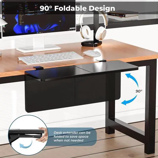 Alt view image 2 of 7 - Desk Extender, 27.16" X 9.45"Large Size Clamp-on Foldable Keyboard Tray, Table Mount for Sit Stand Desks(Black)
