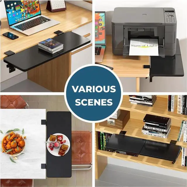 Alt view image 7 of 7 - Desk Extender, 27.16" X 9.45"Large Size Clamp-on Foldable Keyboard Tray, Table Mount for Sit Stand Desks(Black)