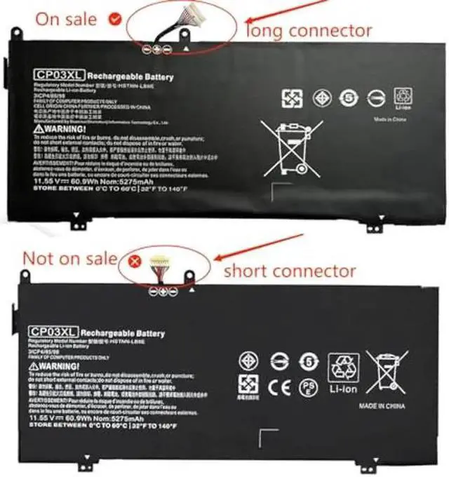 Alt view image 2 of 5 - CP03XL 929072-855 Laptop Battery Replacement for Hp Spectre X360 Convertible 3-ae 13-ae0xx 13-ae000 13-ae013dx 13-ae049ng 13-ae001ng 929066-421 HSTNN-LB8E CPO3XL CP03060XL 11.55V 60.9Wh 5275mAh