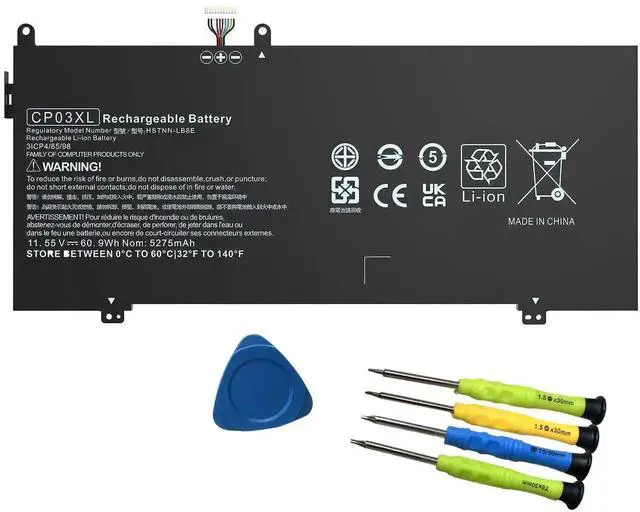Main image of CP03XL 929072-855 Laptop Battery Replacement for Hp Spectre X360 Convertible 3-ae 13-ae0xx 13-ae000 13-ae013dx 13-ae049ng 13-ae001ng 929066-421 HSTNN-LB8E CPO3XL CP03060XL 11.55V 60.9Wh 5275mAh