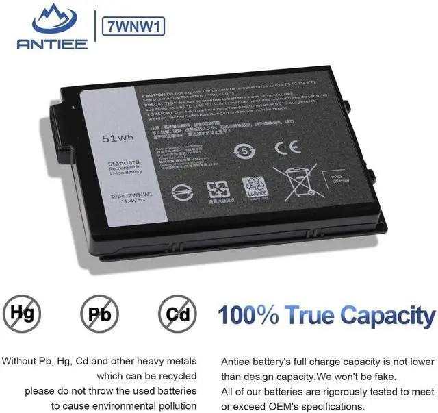 Alt view image 3 of 5 - ANTIEE 51Wh 7WNW1 Laptop Battery for Dell Latitude 14 5420 5424 7424 14" P137G P85G P86G P137G001 P137G002 P85G001 P86G001 Rugged Extreme GK3D3 DMF8C DMF0C DMF8C 6NNCF DP3KF 0DMF8C 0GK3D3 451-BCHV