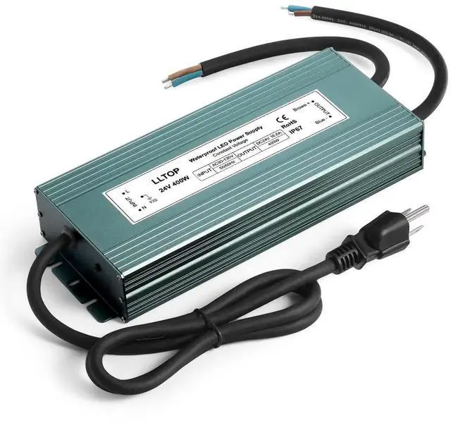Main image of LED Driver 400 Watts 110V/120V AC to 24V DC 16.6A Power Supply Waterproof Low Voltage Transformer Converter for Indoor Outdoor LED Lights