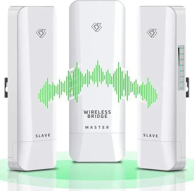 Main image of Wireless Bridge Point to Point/Multipoint 3 Pack, 5.8GHz Outdoor Wireless Bridge to Provide Network Communication for Shop, Barn, Garage Building, 3KM Long Distance Pre-configured Set. (3KM 3-Pack)