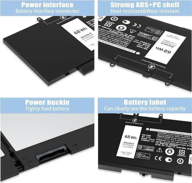 Main image of 68WH GJKNX Battery Replacement for Dell Latitude 5480 5580 5280 5288 5488 5590 5591 5490 5491 5495 E5480 E5580 E5490 E5590 Precision 15 3520 3530 Series GD1JP DY9NT 5YHR4 451-BBZG 7.6V 4-Cell