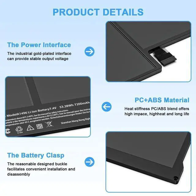 Main image of Ymawetia A1466 Battery Replacement for MacBook Air 13 inch A1466 Mid 2012, Mid 2013, Early 2014, Early 2015,2017 comaptible with A1369 Late 2010, Mid 2011 Version A1496 A1405 A1377, 7200mAh