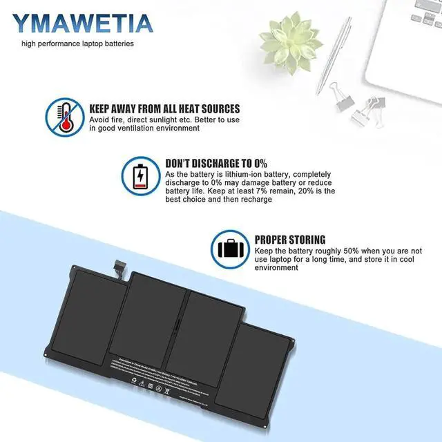 Alt view image 3 of 5 - Ymawetia A1466 Battery Replacement for MacBook Air 13 inch A1466 Mid 2012, Mid 2013, Early 2014, Early 2015,2017 comaptible with A1369 Late 2010, Mid 2011 Version A1496 A1405 A1377, 7200mAh
