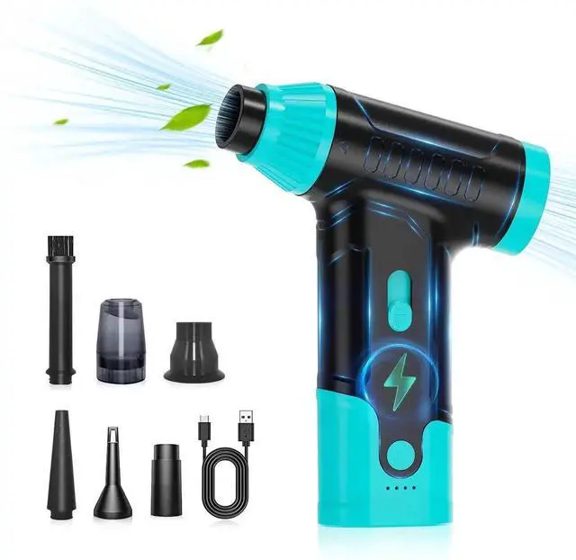 Main image of Compressed Air Duster Keyboard Cleaner - Electric Air Blower Cleaning Kit 150,000 RPM Mini Blower Spray to Dust Off Car, PC, Keyboard, Vacuum (Green)