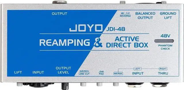 Main image of Passive Reamping and Phantom Powered Active Direct Box, Re-Amping Direct Box with 6.35mm and XLR Input 2 in 1 for Guitarist Bass Performance or Recording (JDI-48)
