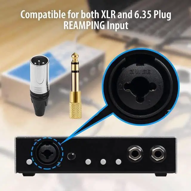 Alt view image 4 of 7 - Passive Reamping and Phantom Powered Active Direct Box, Re-Amping Direct Box with 6.35mm and XLR Input 2 in 1 for Guitarist Bass Performance or Recording (JDI-48)