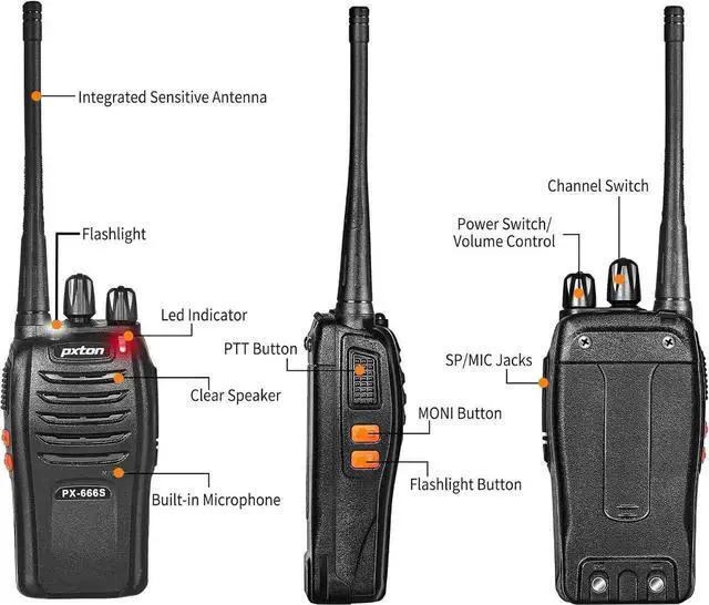 Alt view image 2 of 7 - 666S 10 Pack walkie talkies for Adults Long Range Rechargeable with Headphones and Li-ion Battery,Two Way Radio has VOX/Noise Reduction/TOT/Flashlight/Monitoring/Scan Function10 Pack