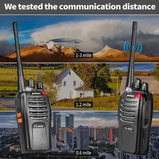 Alt view image 4 of 7 - 666S 10 Pack walkie talkies for Adults Long Range Rechargeable with Headphones and Li-ion Battery,Two Way Radio has VOX/Noise Reduction/TOT/Flashlight/Monitoring/Scan Function10 Pack