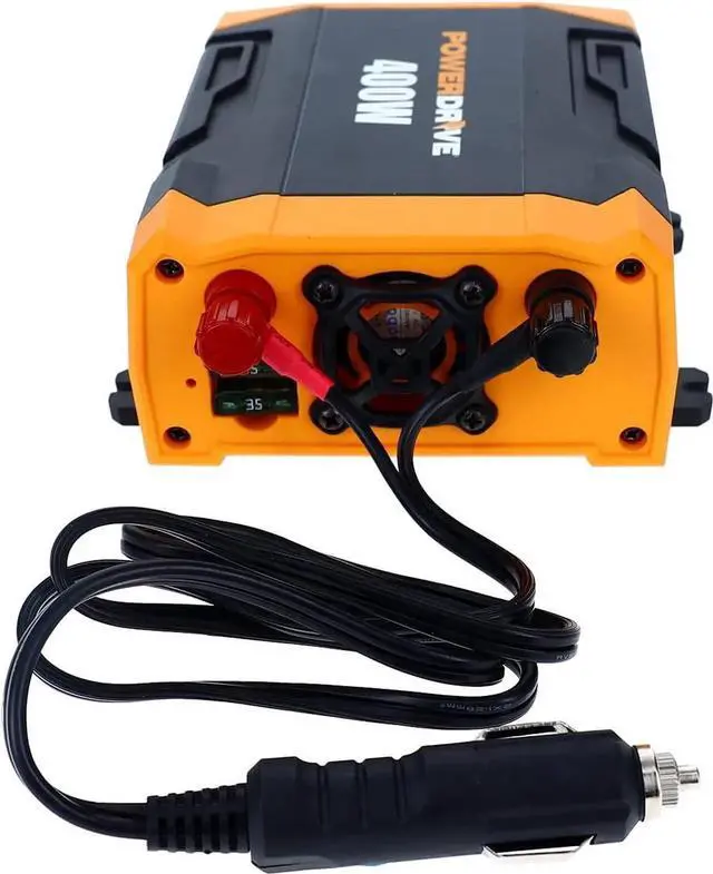Alt view image 7 of 7 - PWD400 400 Watt Power Inverter 12v DC to 110v AC with 2 Outlets and 2 Ports