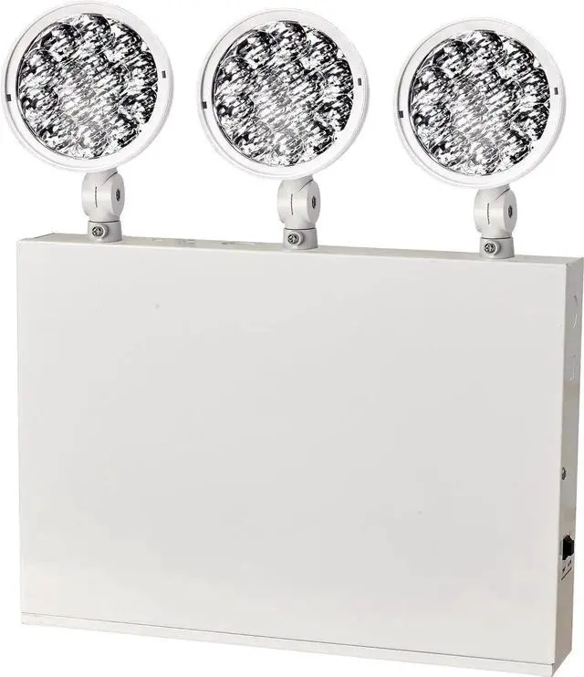 Main image of New York City Approved Emergency Light, Emergency Lights with Battery Backup, White Steel Housing, AC 120/277V, Three Heads