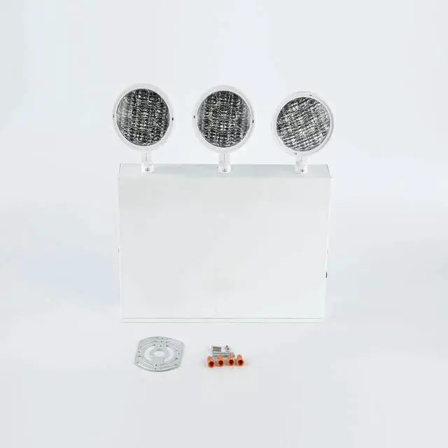 Alt view image 2 of 4 - New York City Approved Emergency Light, Emergency Lights with Battery Backup, White Steel Housing, AC 120/277V, Three Heads