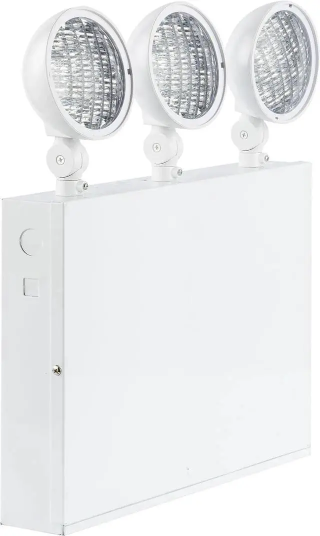 Alt view image 3 of 4 - New York City Approved Emergency Light, Emergency Lights with Battery Backup, White Steel Housing, AC 120/277V, Three Heads