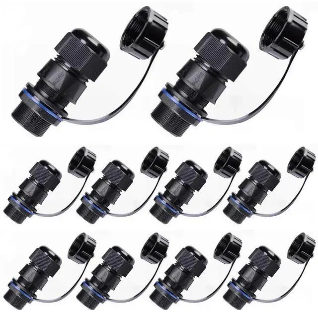 Main image of 10PCS Panel Mounting RJ45 Waterproof Connector Cat5/5e/6 Ethernet LAN Cable Coupler with Waterproof/Dust Cap Cover for Outdoor Network